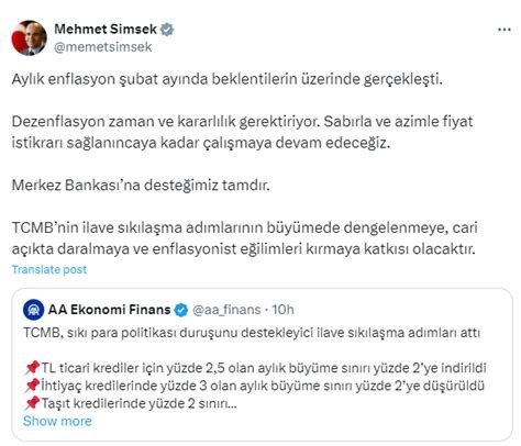 Son Dakika Mehmet Im Ek Ten Enflasyon Mesaj Fiyat Istikrar