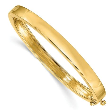 Mia Diamonds 14k Yellow Gold 6 3mm Polished Solid Hinged Bangle Bracelet 6 75 8mm