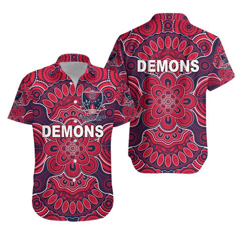 afl melbourne demons indigenous hawaiian shirt xtrendingprint
