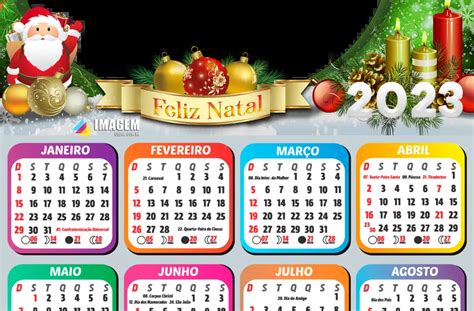 Calendário 2023 Feliz Natal Papai Noel Moldura Png Para Fotos Imagem