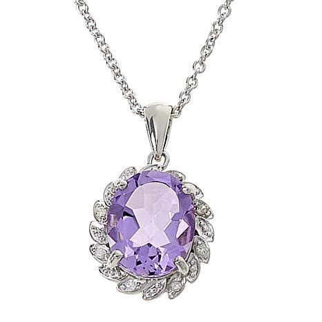 Colleen Lopez Oval Gemstone Diamond Halo Pendant With Chain