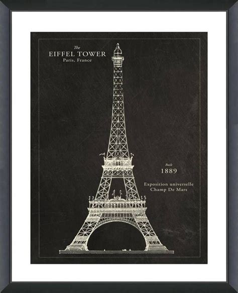 Vintage Print Gallery Eiffel Tower Black Patent Print Eiffel Tower