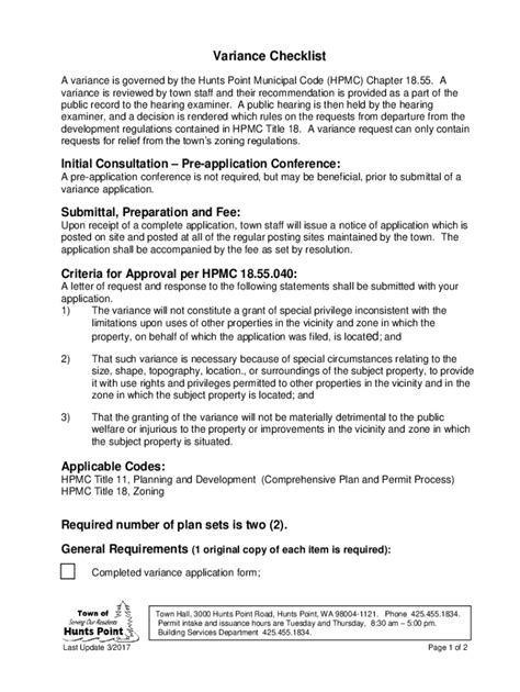 Fillable Online Dchealth Dc GovsitesdefaultVARIANCE GUIDANCE DOCUMENT