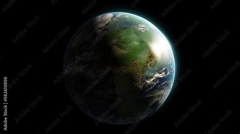 Sustainable Planet A Green Earth Globe Floating In The Vastness Of