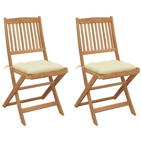 Maison Exclusive Chaises Pliables De Jardin Lot De Avec Coussins Bois