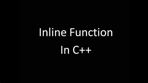 Inline Function In C Youtube