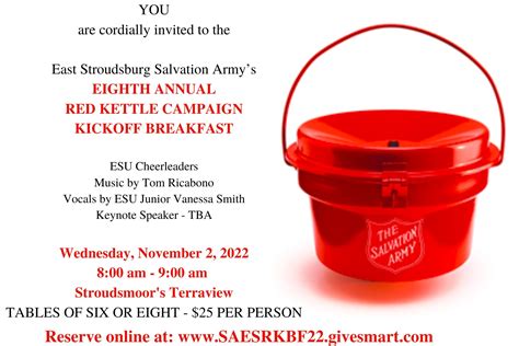 Red Kettle Kick Off Breakfast Salvation Army East Stroudsburg