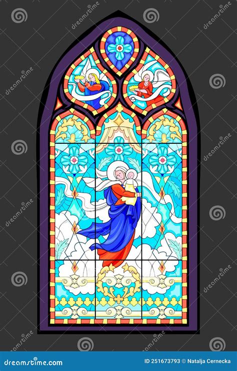 Beautiful Colorful Medieval Stained Glass Window Gothic Architectural