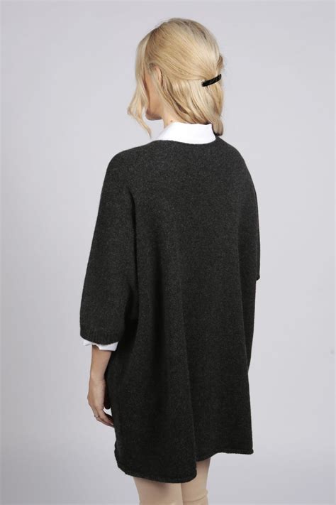 Charcoal Grey Pure Cashmere Duster Cardigan Italyincashmere