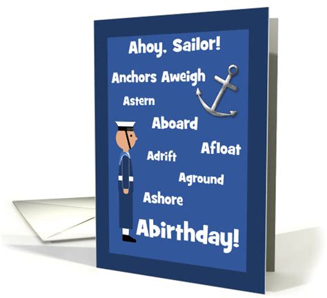 Sailor Birthday British Navy Nautical Word Humour Custom Card