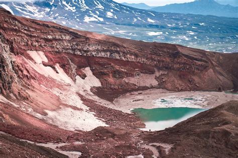 Emerald Lake In The Crater Of The Volcano Summer Landscape Kamchatka