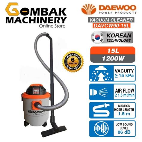 Daewoo Davcw90 15l 1200w 15litre Wet And Dry Vacuum With Blower Function