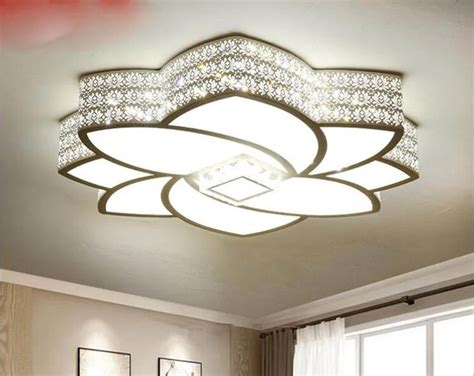 New Lotus Led Ceiling Light Modern Simple Flower Shaped Living Room Light Iron Crystal Room