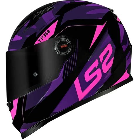 Capacete Ls Ff Tank Rosa Roxo Preto Grid Motors