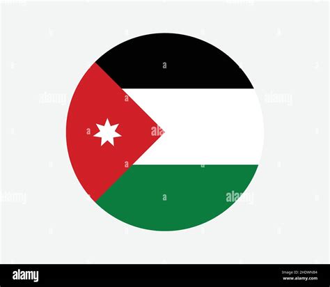 Jordan Round Country Flag Jordanian Circle National Flag Hashemite Kingdom Of Jordan Circular