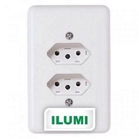 Tomada Dupla 2P T 10A C Placa 110 220v Ref 20120 ILUMI Stylus Tomadas