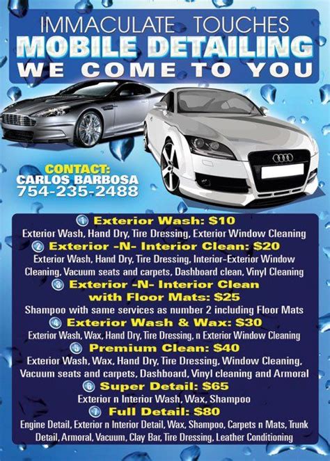 The Flyer For An Upcoming Car Wash And Detailing Event Which Is Going