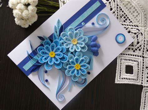 Birthday Quilling Card Nice Blue Flower Quilling Card Etsy Quilling