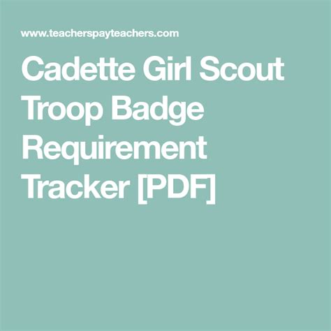 Cadette Girl Scouts Inspired Troop Badge Requirement Tracker PDF Girl