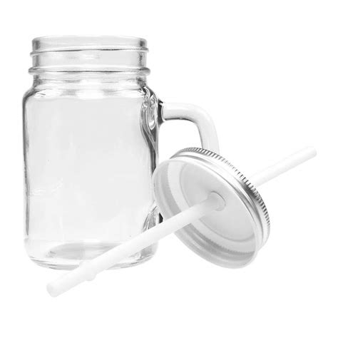 Caneca Mason Jar De Vidro Cristal Sublim Tica Ml