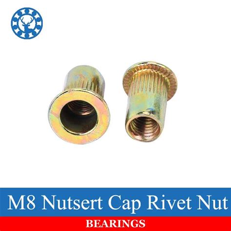 Pcs M Zinc Plated Carbon Steel Knurled Nuts Rivnut Flat Head