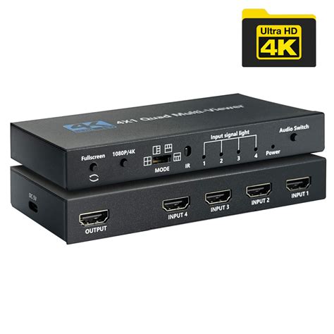 4K HDMI Multi Viewer 4X1 Quad Screen Viewer 4 In 1 Seamless HDMI