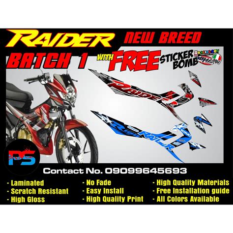 Raider R150 New Breed Carb Full Set Sticker Decals Batch 1 Shopee