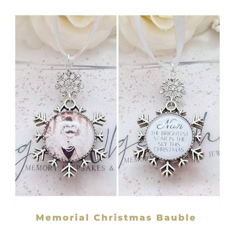 Christmas Memorial Decoration Photo Snowflake Bauble Double Sided