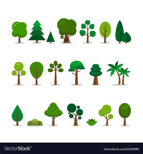 Cartoon Trees Set Royalty Free Vector Image VectorStock