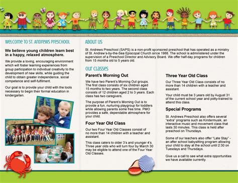 St. Andrews Preschool Trifold Brochure - Bold Print Design Studio