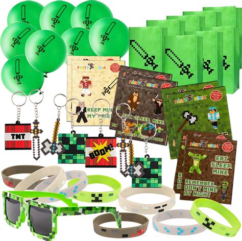 Pixel Miner Crafting Style Birthday Party Favors Sets Pack