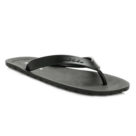 Diesel Splish Men Black Rubber Flip Flops For Men Lyst