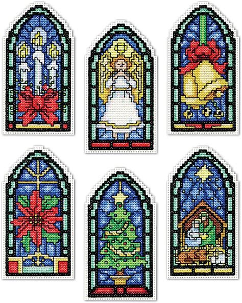 design works stained glass christmas ornaments cross stitch kit