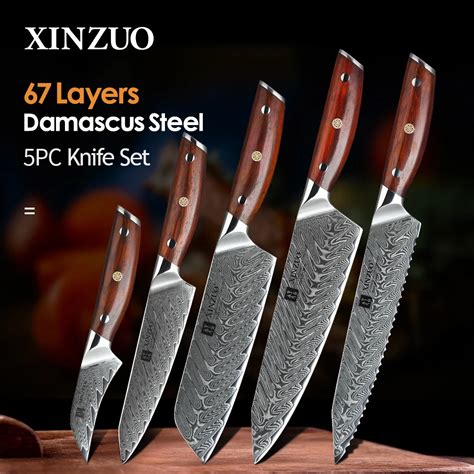 Xinzuo Pcs Kitchen Knife Set Damascus Stainless Steel Knife Japanese