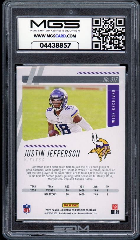 Panini Chronicles Prestige Justin Jefferson Rc Mgs Graded