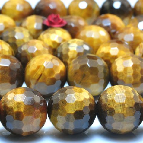 Натуральный желтый тигровый глаз, граненые круглые бусины, драгоценный ...