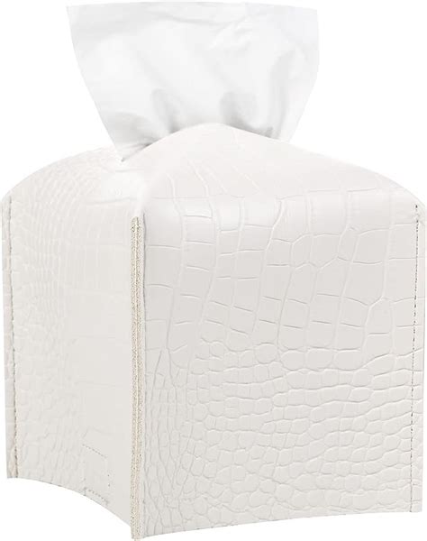 Livelab Tissue Box Cover Square Luxury Crocodile Textured Pu Leather Tissue Box