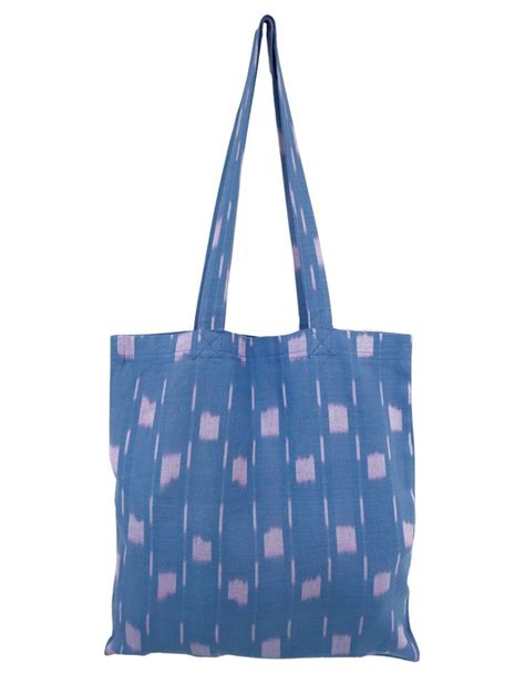 Blue And Pink Geometric Print Cotton Tote Bag Fair Trade And Eco Friendly T For Her Or T For