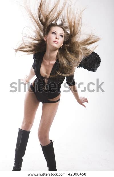 Sexy Woman Black Lingerie Black Wings Stock Photo 42008458 Shutterstock