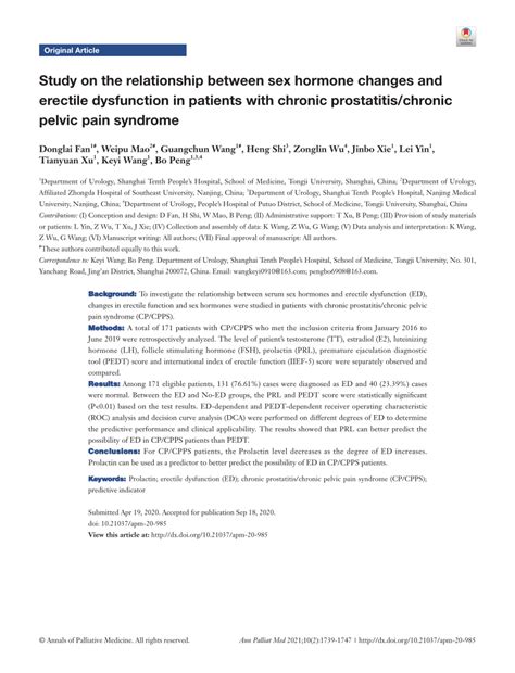 PDF Study On The Relationship Between Sex Hormone Changes And Erectile Dysfunction In Patients