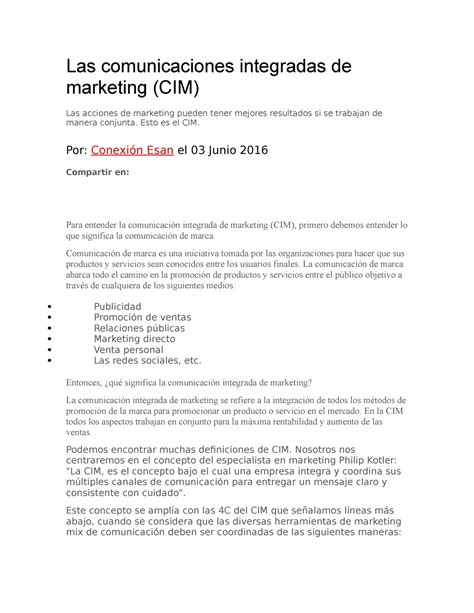 Las Comunicaciones Integradas De Marketing Las Comunicaciones