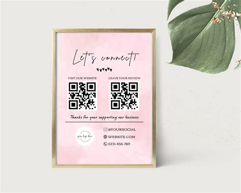 Editable Social Media QR Code Template, Small Business Sign Template