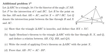 Geometry A Proof Using Menelaus Theorem And Ceva S Theorem