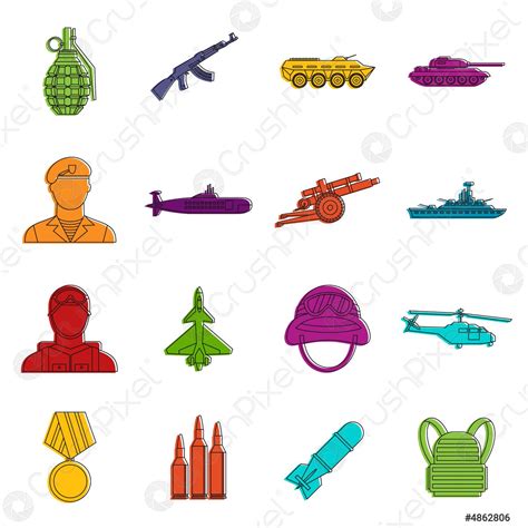 War Icons Doodle Set Stock Vector 4862806 Crushpixel