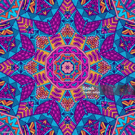 Abstract Festive Colorful Floral Mandala Vector Ethnic Boho Pattern