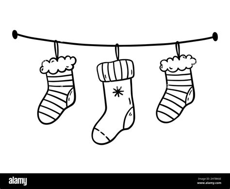 Festive Decoration With Hanging Christmas Socks Isolated On White