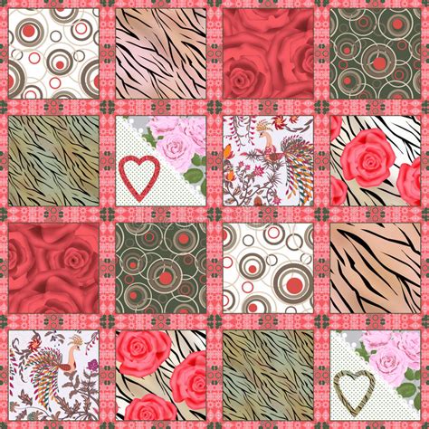 Patchwork Seamless Floral Pattern Background Stock Illustration