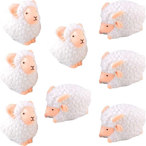 Bhlb Miniature Sheep Figurines 8 Pcs Sheep Cake Toppers