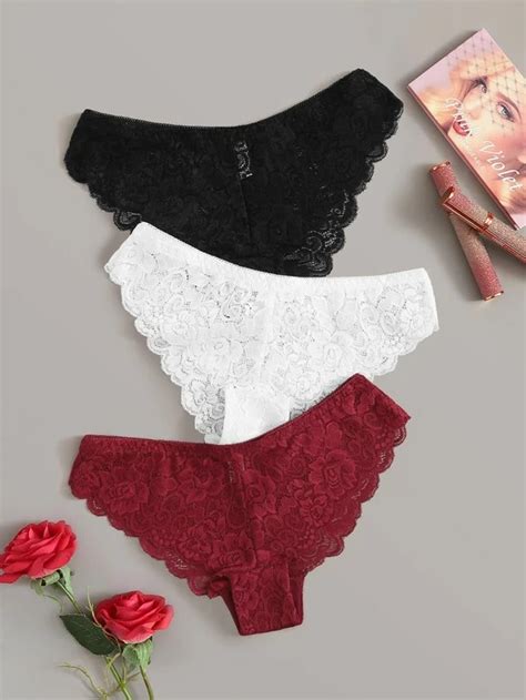 Pack Floral Lace Panty Set Shein Usa