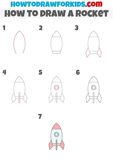 How To Draw A Rocket Step By Step Rocket Drawing Easy Cartoon